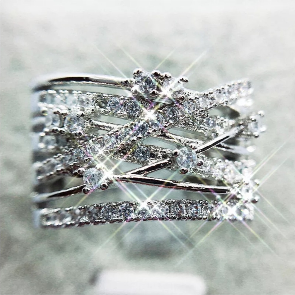♡New s925 silver white round diamonds women’s ring - Picture 8 of 8